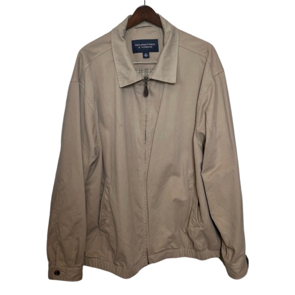 ROUNDTREE & YORKE Men’s Windbreaker Jacket Coat Tan Khaki Size 2XL.